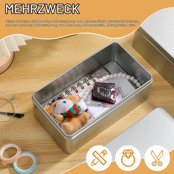 NOLITOY 2 StüCk Blechdose mit Deckel Klein Rechteckige Metallbox für Tee Aufbewahrung Luftdicht Troc