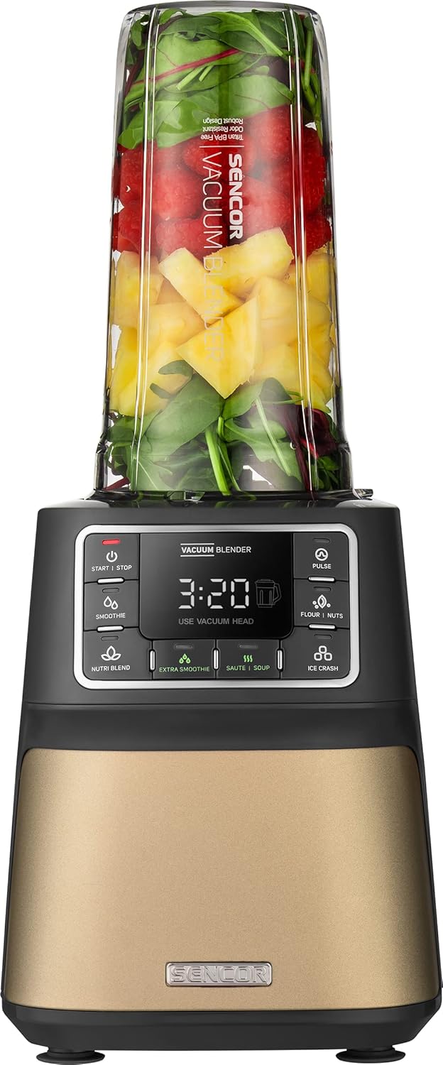 SENCOR SBU 7877CH Automatischer Vakuum-Super-Mixer, 1500 Watt, Smoothie, 7 Programme, Champagne