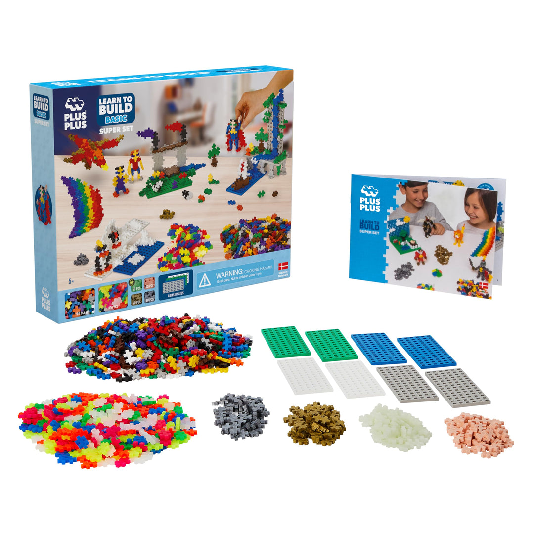 Plus-Plus 9603811 Geniales Konstruktionsspielzeug, Learn to Build Super Bausteine-Set, 1200 Teile, b