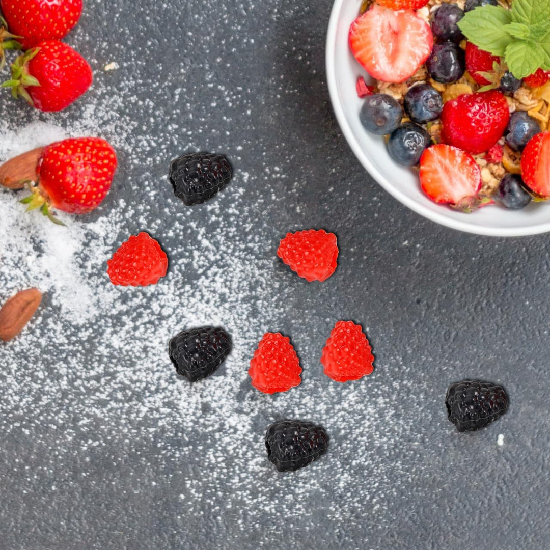 IMIKEYA 40 Stück Künstliche Himbeeren Deko Obst Lebensecht Plastik Himbeeren Rot Schwarz Realistisch
