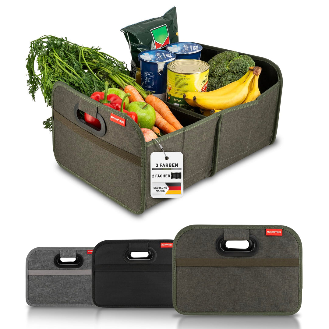 Auto Kofferraumtasche Grün - Kofferraum Organizer zusammenklappbar - faltbare Aufbewahrungsbox - ant