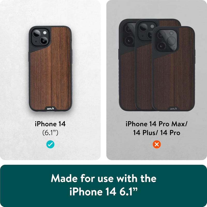 Mous - Hülle für iPhone 14 - Walnuss - Limitless 5.0 - Handyhülle iPhone 14 MagSafe-Kompatibel Case