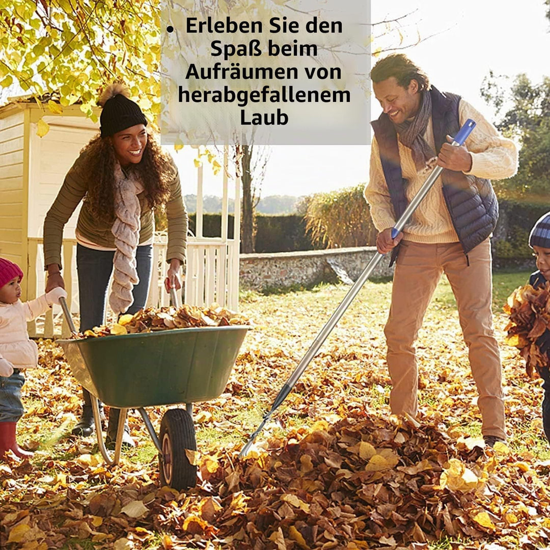 Garten Laubrechen Heavy Duty,Gras Harken für Gartenarbeit mit 11 Metallzinken 21 cm breit,Upgraded 7