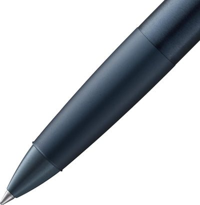 LAMY aion Tintenroller 377 - Rollpen aus eloxiertem Aluminium in der Farbe dunkelblau mit einem hoch