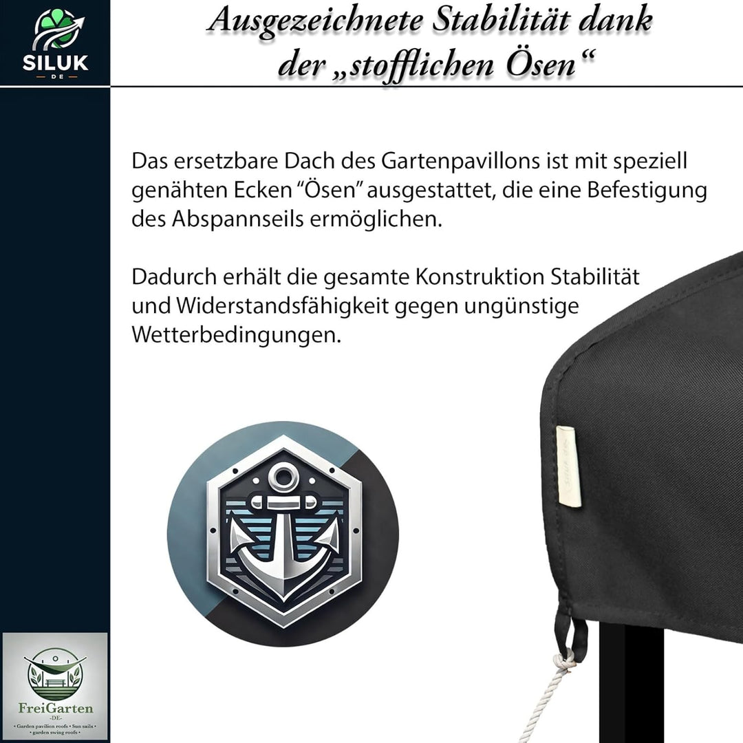 freigarten.de Ersatzdach für Pavillon 3x3 Meter Wasserdicht Material: Panama PCV Soft 370g/m² extra