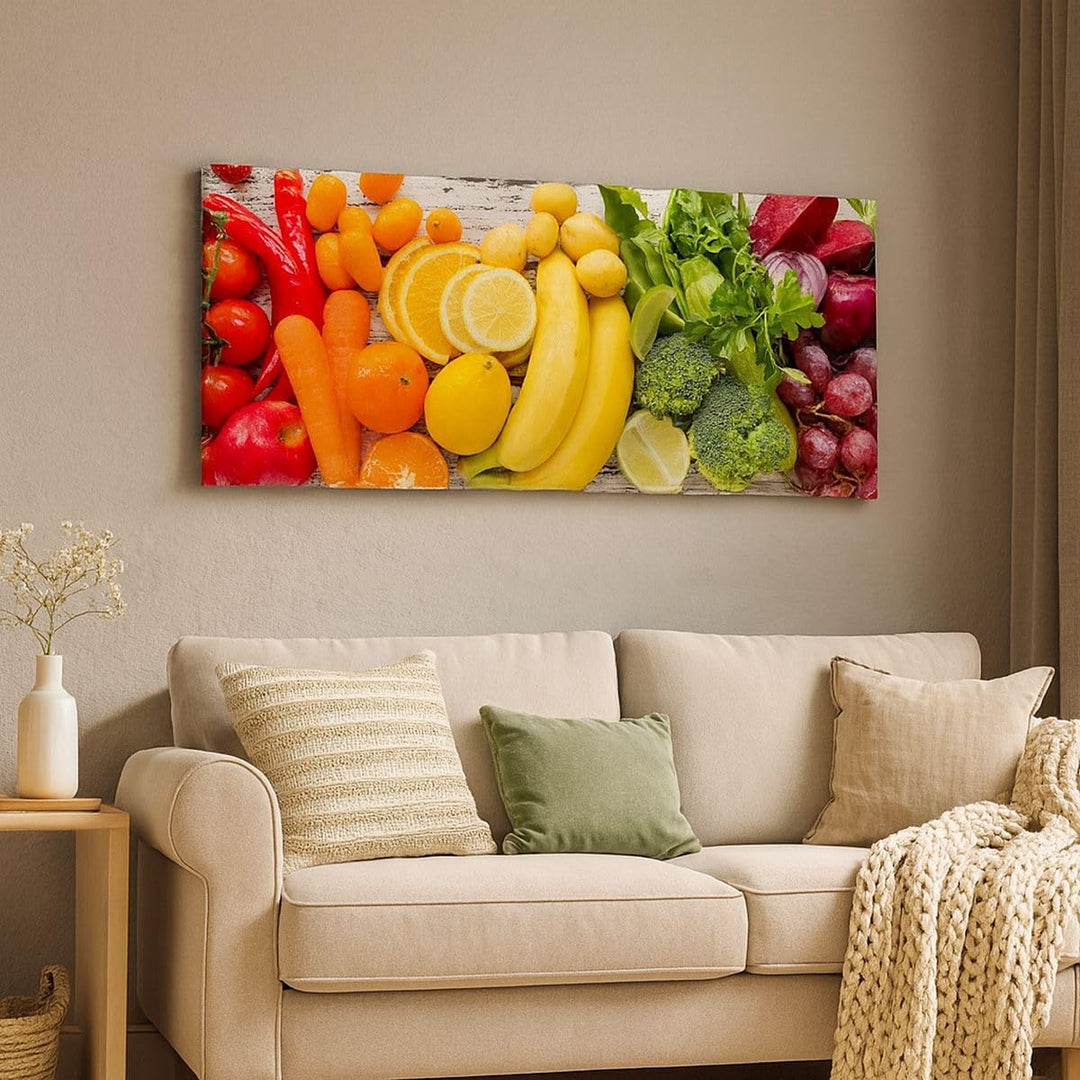 Wandbilder Dekoration Wohnzimmer Essen Gemüse Essen frisch Panorama Bilder auf Leinwand 120x50cm Lei