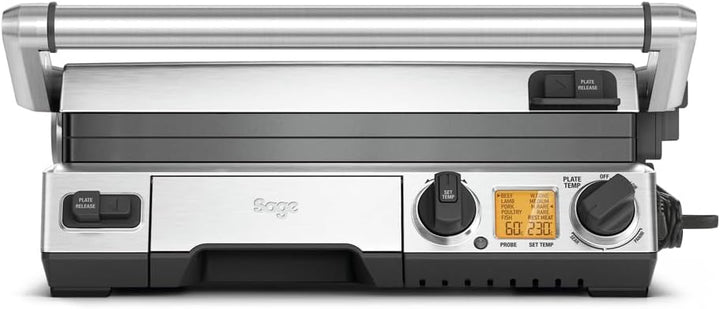 Sage Appliances SGR840 the Smart Grill Pro, Gebürstetes Edelstahl Mit abnehmbaren Antihaft-Grillplat