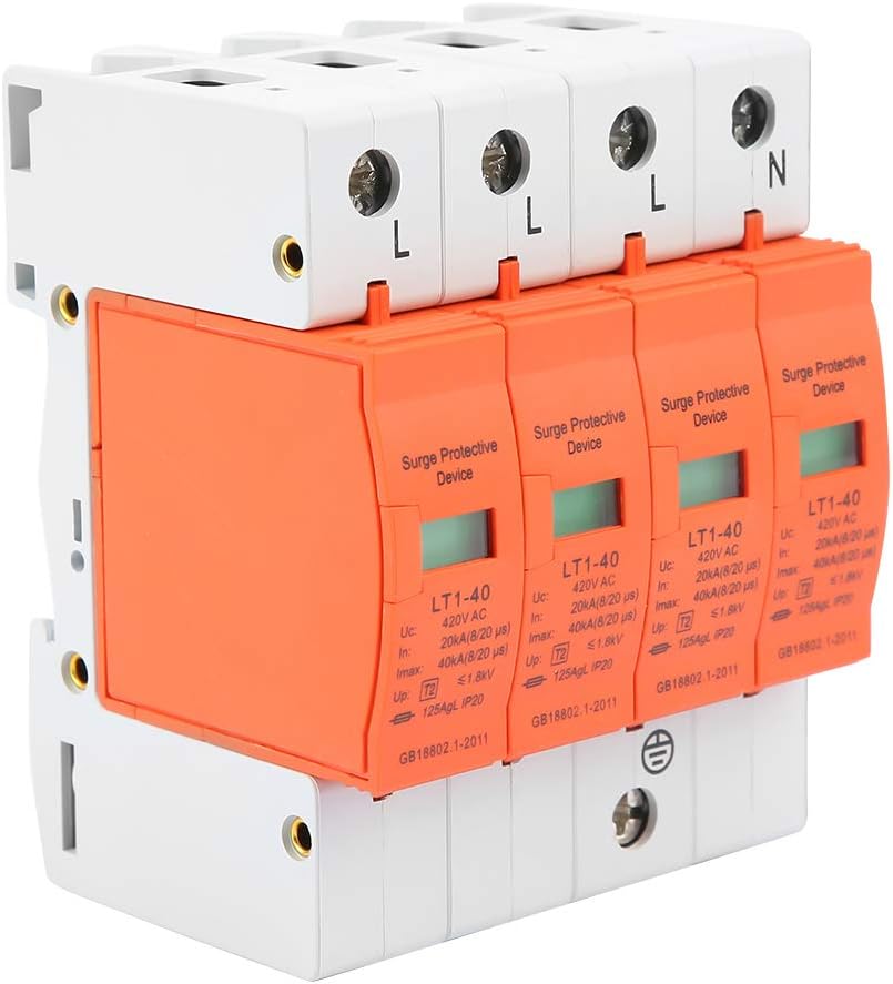 2pcs 4P Überspannungsschutz 40KA für den Haushalt 420V AC Lightning Protector Blitzschutz Surge Prot