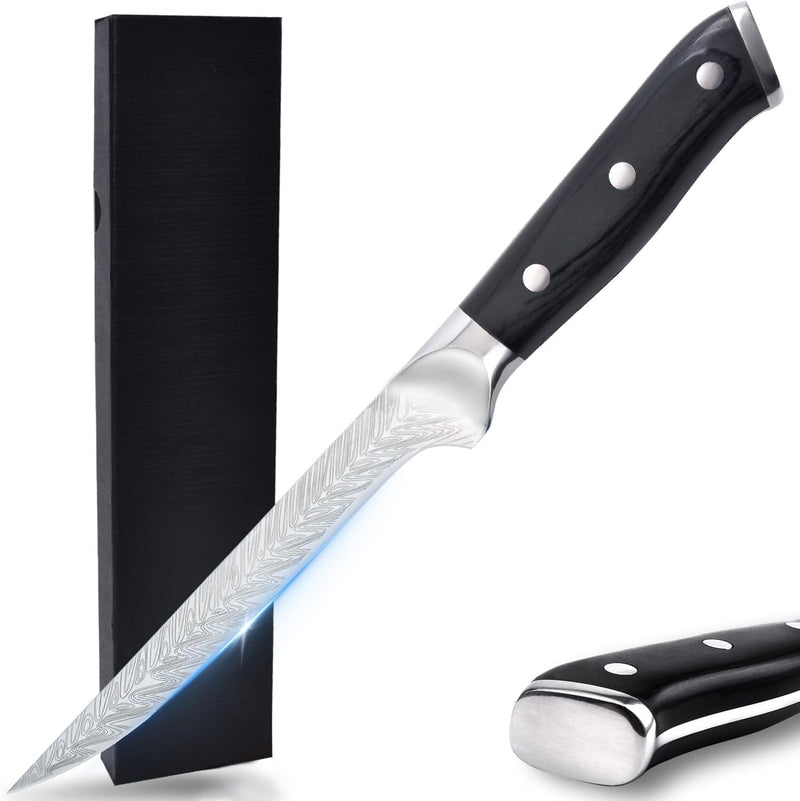 TELANKS Filetiermesser 15cm, Profi Filetiermesser von Fisch und Fleisch, Fischmesser mit Geschenkbox