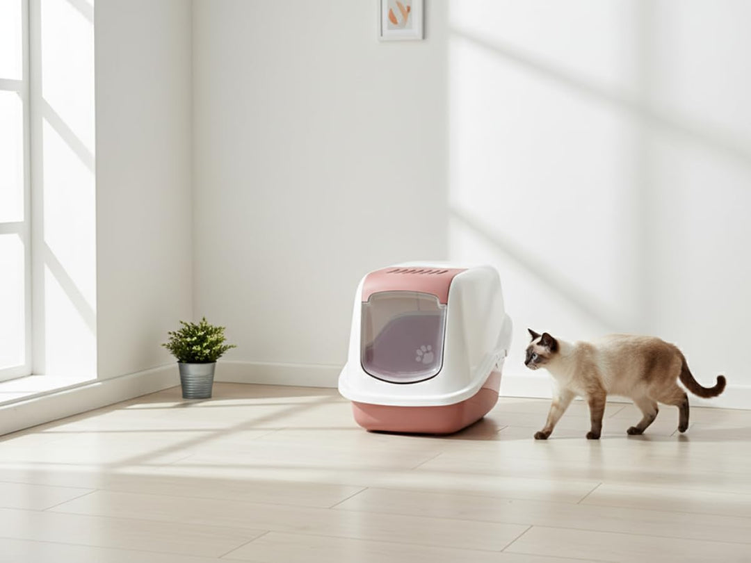 Serrano Katzenklo - Nestor Ash Rose - Katzentoilette mit klappbarer Front - Schwingtür - Aktivkohlef