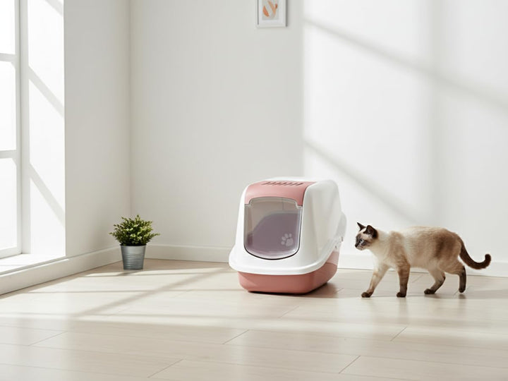 Serrano Katzenklo - Nestor Ash Rose - Katzentoilette mit klappbarer Front - Schwingtür - Aktivkohlef