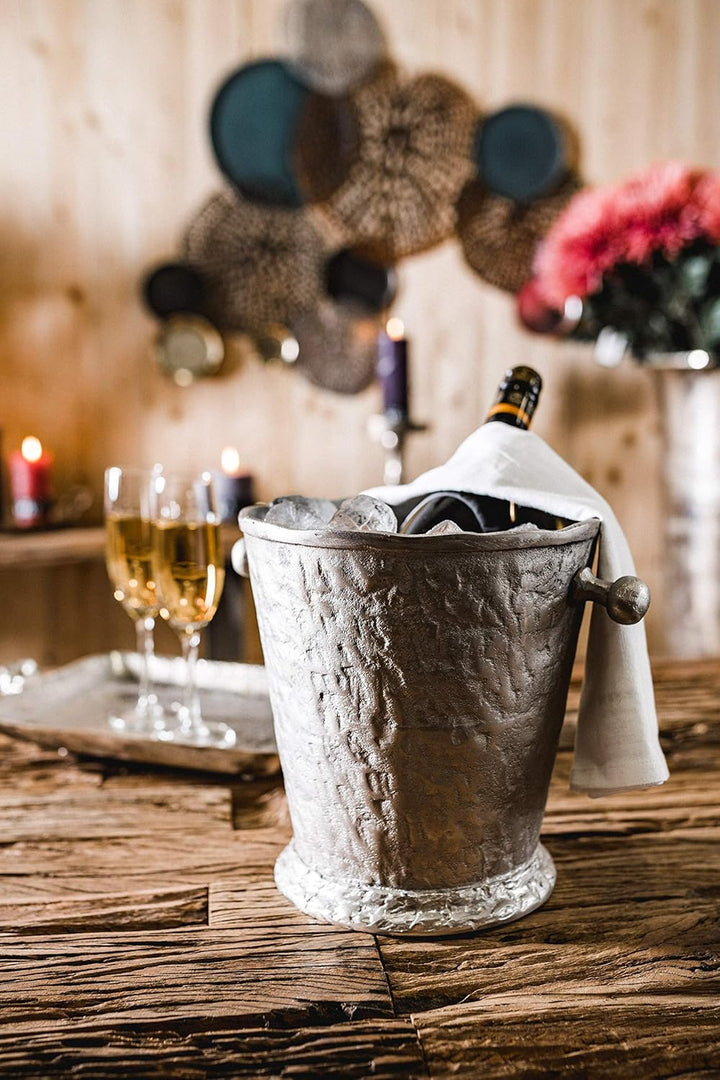 Champagnerkühler, Weinkühler, Flaschenkühler, Getränkekühler, Sektkühler, Metall Aluminium, Silber,
