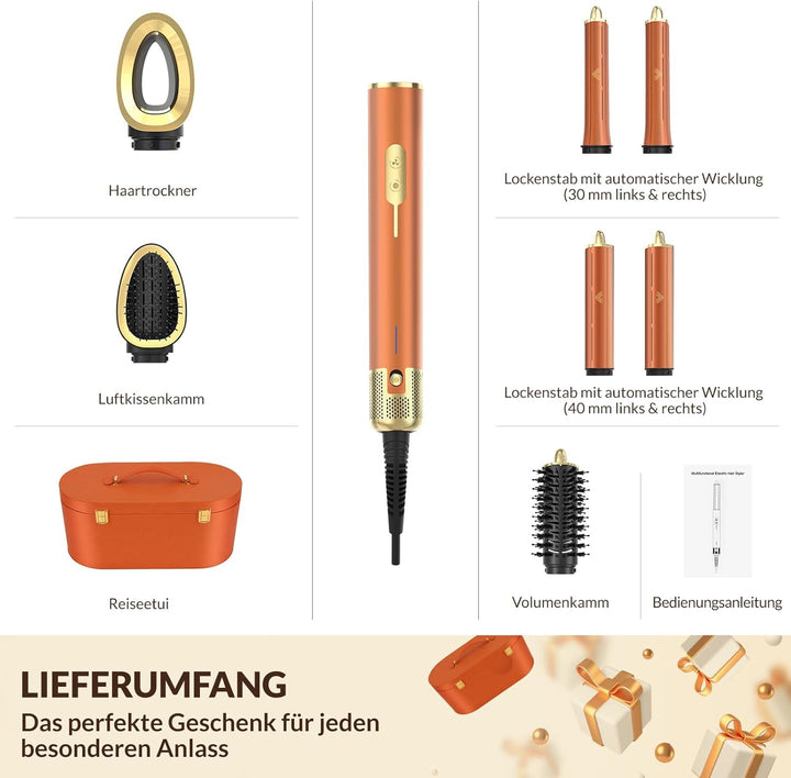 7 in 1 Hair Styler Set, Haarstyler - Airstyler, Auto-Wrap-Lockenstab und Föhnbürste Set, High Speed