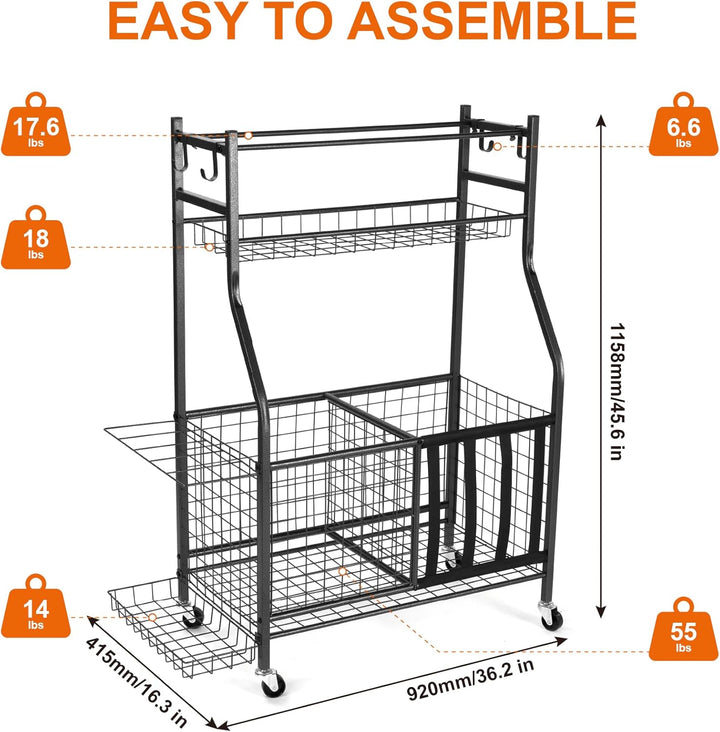 Sinoer Garage Lagerung von Sportgeräten, Ballaufbewahrungsregale, Spielzeug für den Innen- und Ausse