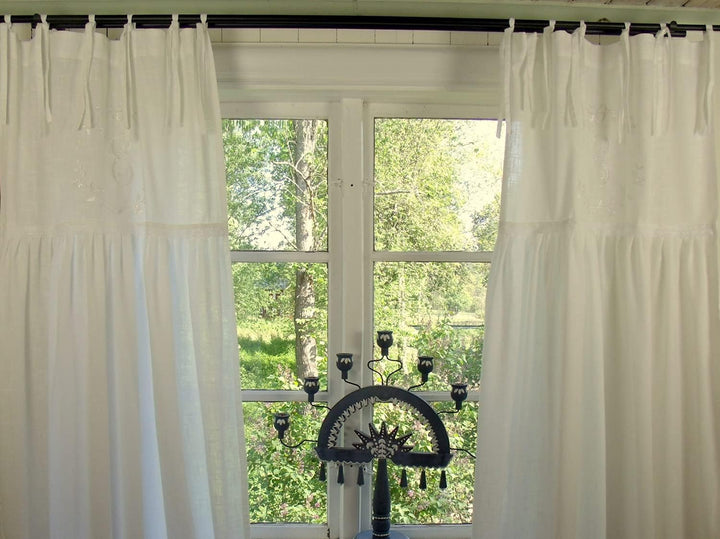 Offwhite Vorhang Crystal NY Gardinen Schals 70x250 cm 2 Stück Bandaufhängung Vorhangset Shabby Vinta