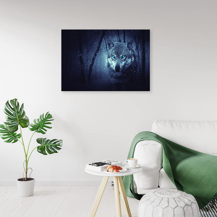 Feeby Vlies Leinwandbild Wald Im Winter 80x60 cm Wand Bild Kunstdruck Deko Wohnzimmer Wohnungs Deko