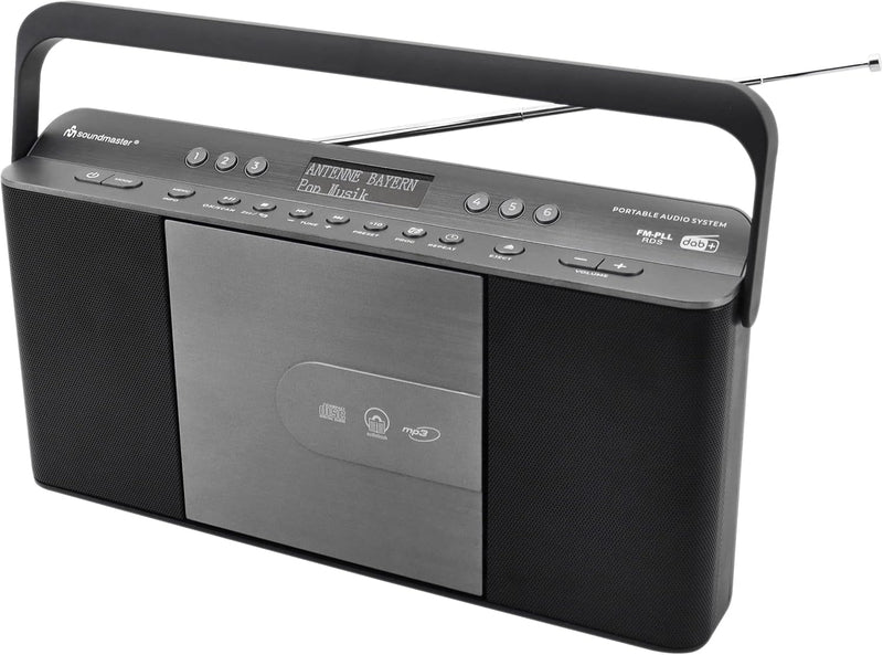 Soundmaster RCD1870SW tragbares Digitalradio mit CD-Player DAB+ UKW-RDS USB Wecker Hörbuch Einschlaf