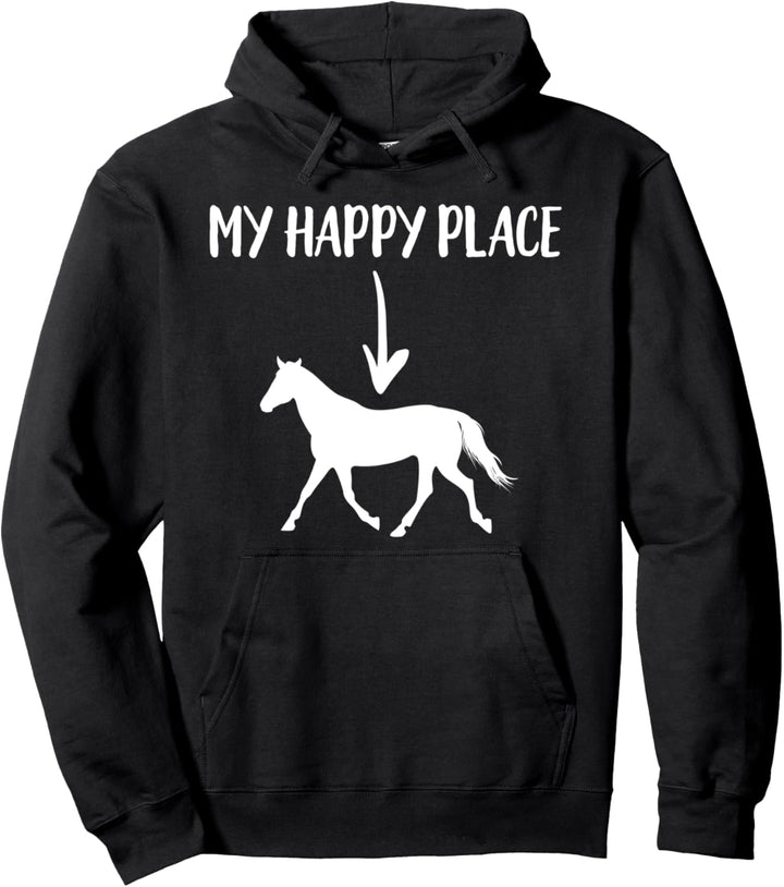 Pferd My Happy Place Reiten Reiterin Voltigieren Dressur Pullover Hoodie