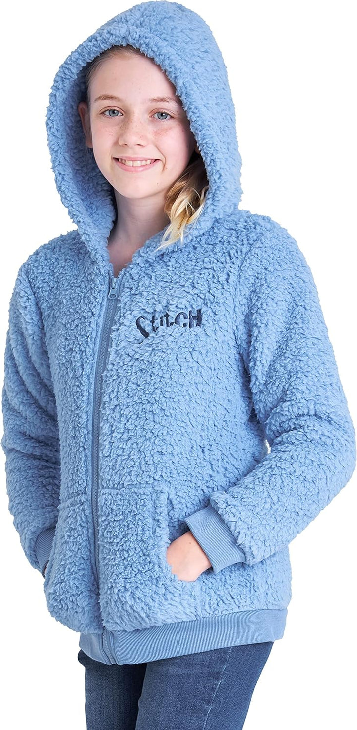 Disney Hoodie Mädchen Stitch, Warme Teddy Fleecejacke Mädchen Teenager 9-10 Jahre Blau Stitch Kinder
