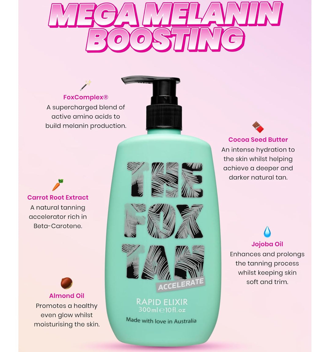 The Fox Tan - Rapid Tanning Elixir - Bräunungsbeschleuniger ohne Selbstbräuner, LotionVegan Alle für