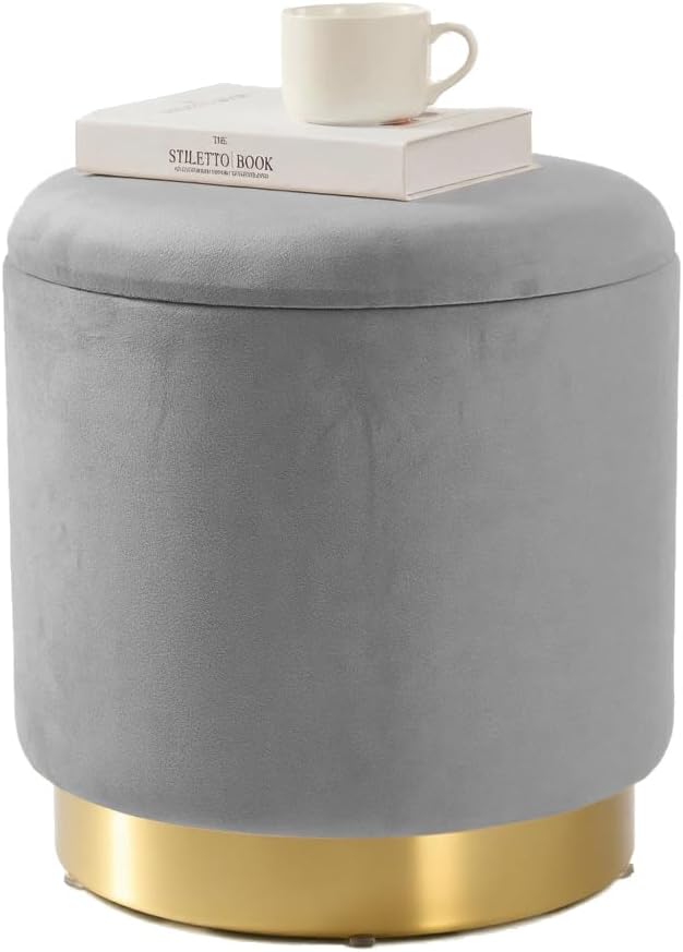 Zedelmaier Zylindrischer Samt Aufbewahrungshocker,Ottoman,Fussbank Hocker,Aufbewahrungsbox Hocker,Ma