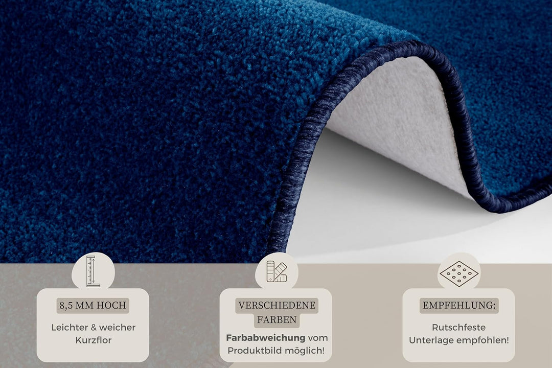 Hanse Home Nasty Läufer – Flauschiger Kurzflor Teppich Einfarbig Unifarben für Esszimmer, Wohnzimmer