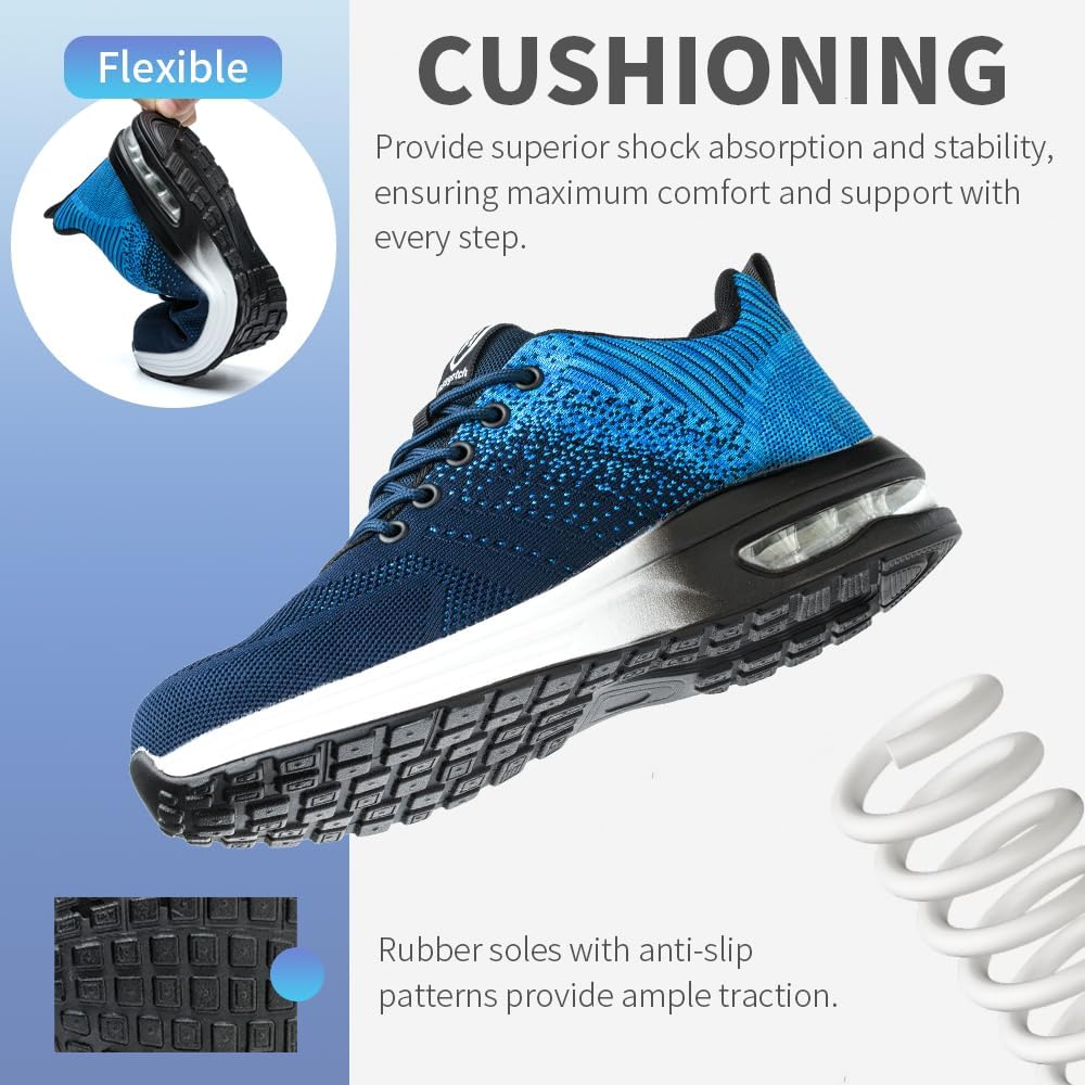 Nasogetch Sicherheitsschuhe Damen Herren Stahlkappenschuhe Arbeitsschuhe Sportlich Atmungsaktiv 37 E