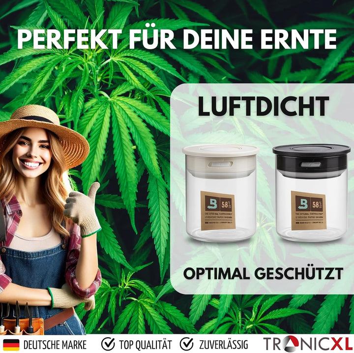 TronicXL 2x 700ml Vakuum Kräuter Borosilikat Glas Aufbewahrung Vorratsglas Ernte luftdicht Glasbehäl