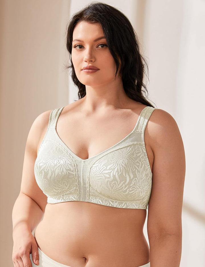 Wingslove Damen Minimizer BH ohne Bügel Grosse Brüste Bügelloser Entlastungs Breite Träger Vollfigur