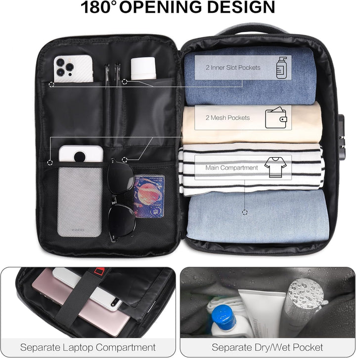 YOUNGOA Handgepäck 40x20x25 Reiserucksack Reisetasche für Ryanair Flugzeug mit LaptopFach 20L YG063