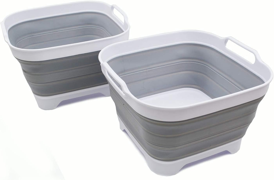 SAMMART 10 l zusammenklappbare Plastik Geschirrpfanne mit Abtropfstöpsel – faltbares Waschbecken – t