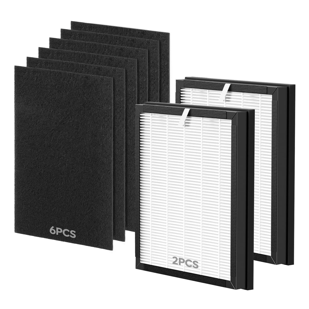 Official 6 Vorfilter & 2 HEPA-Filter, kompatibel mit dem Luftreiniger KJ03, entfernt Pollen, Staub u