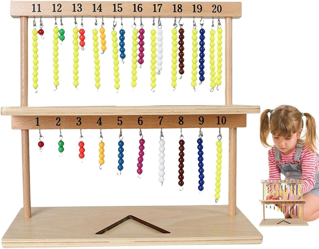 Zählperlen aus Holz - Sicheres und langlebiges Montessori Mathe-Lernspielzeug | Einfach zu verwenden