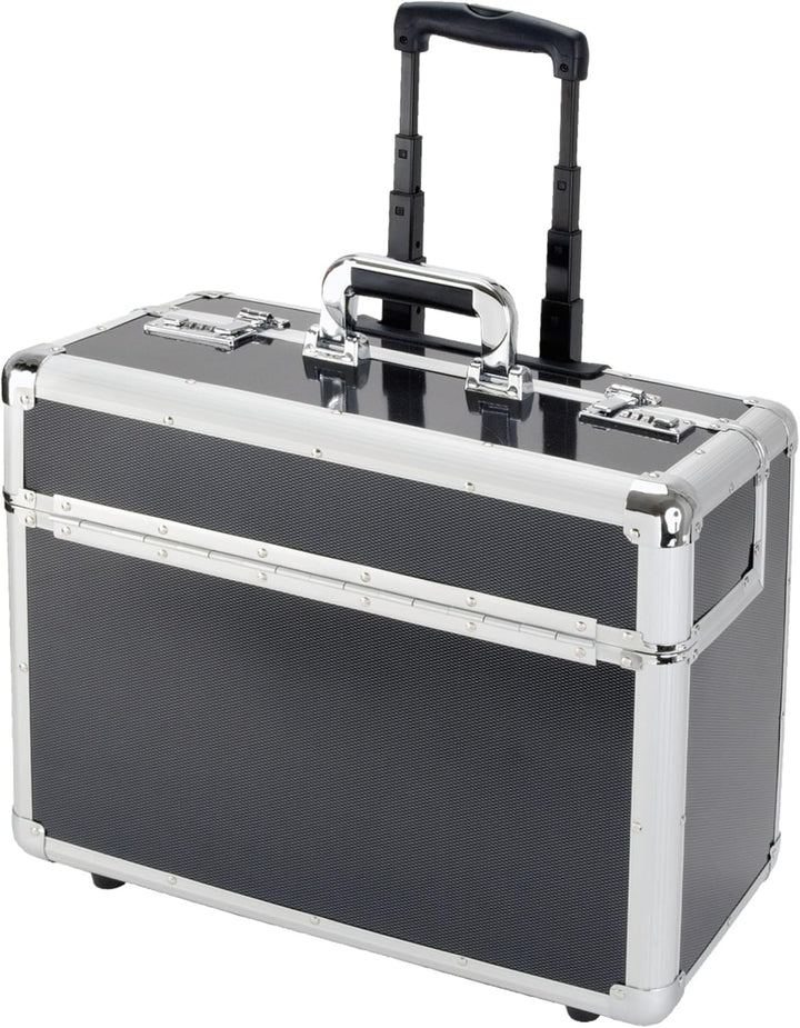 ALUMAXX 45129 Pilotenkoffer C-2, Piloten Koffer aus Aluminium, Dokumentenkoffer in Carbon-Look, Alum