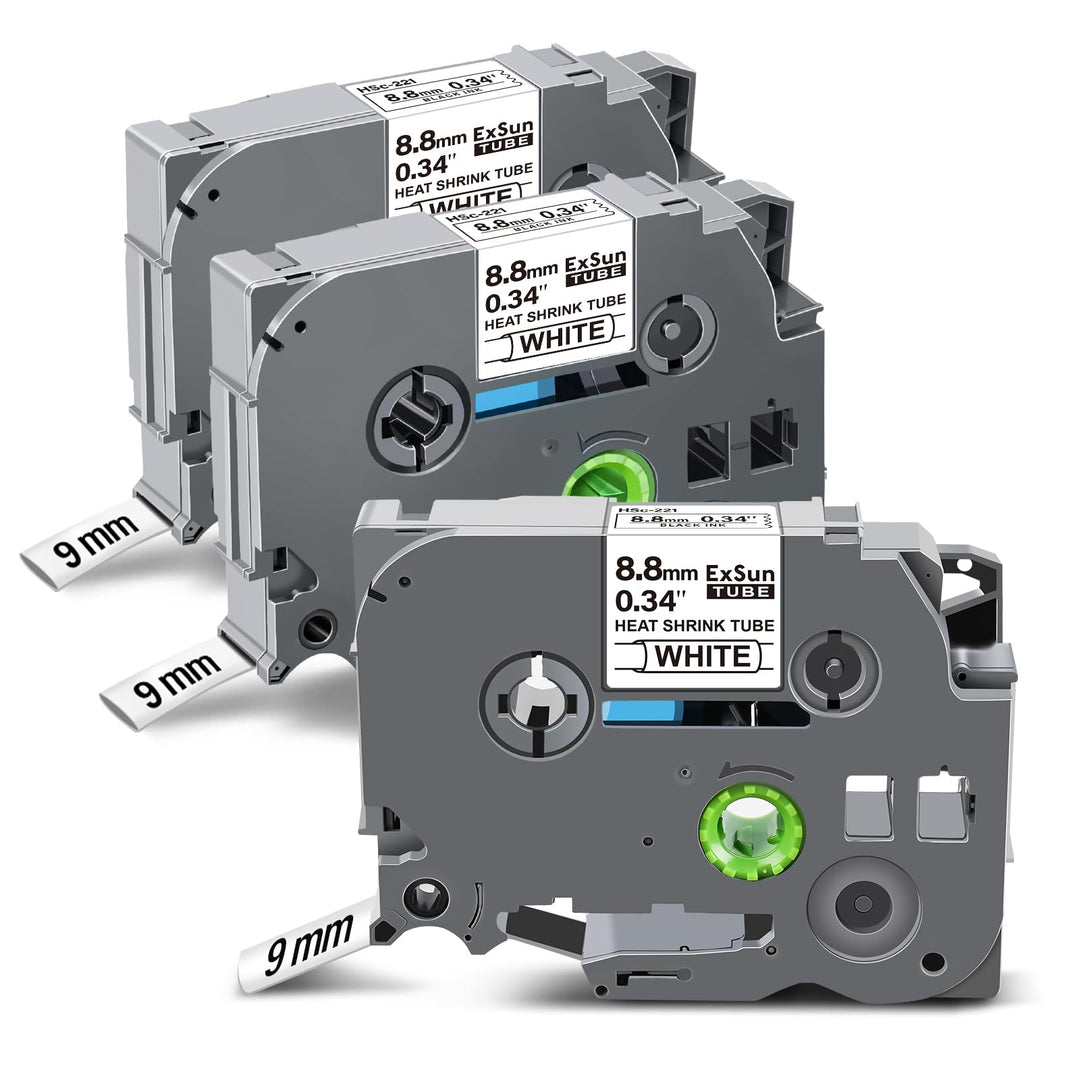 3er-Pack Kompatibel 8,8mm Schrumpfschläuche Etikettenband für Brother HSe-221 HSe221 HS221 HS-221 fü