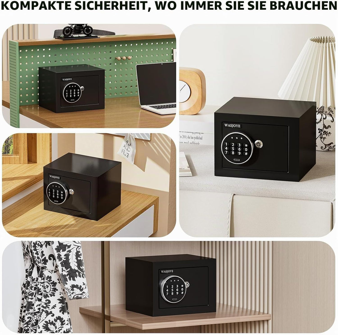WASJOYE Mini Safe Tresor MöBeltresor Klein,Mini Tresor mit Schlüssel,Tresor Kinder mit Zahlenschloss