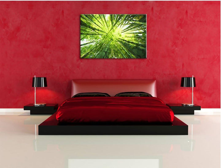 Pixxprint Grüner Bambus Kunst als Leinwandbild | Grösse: 100x70 cm | Wandbild | Kunstdruck | fertig