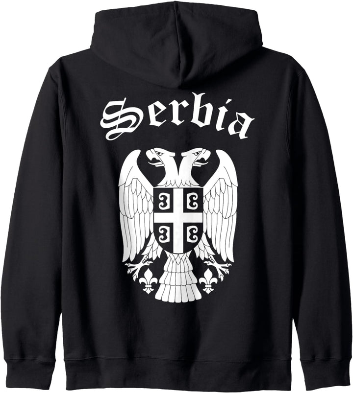 Serbia T-Shirt Serbien Wappen Adler für Damen und Herren Kapuzenjacke