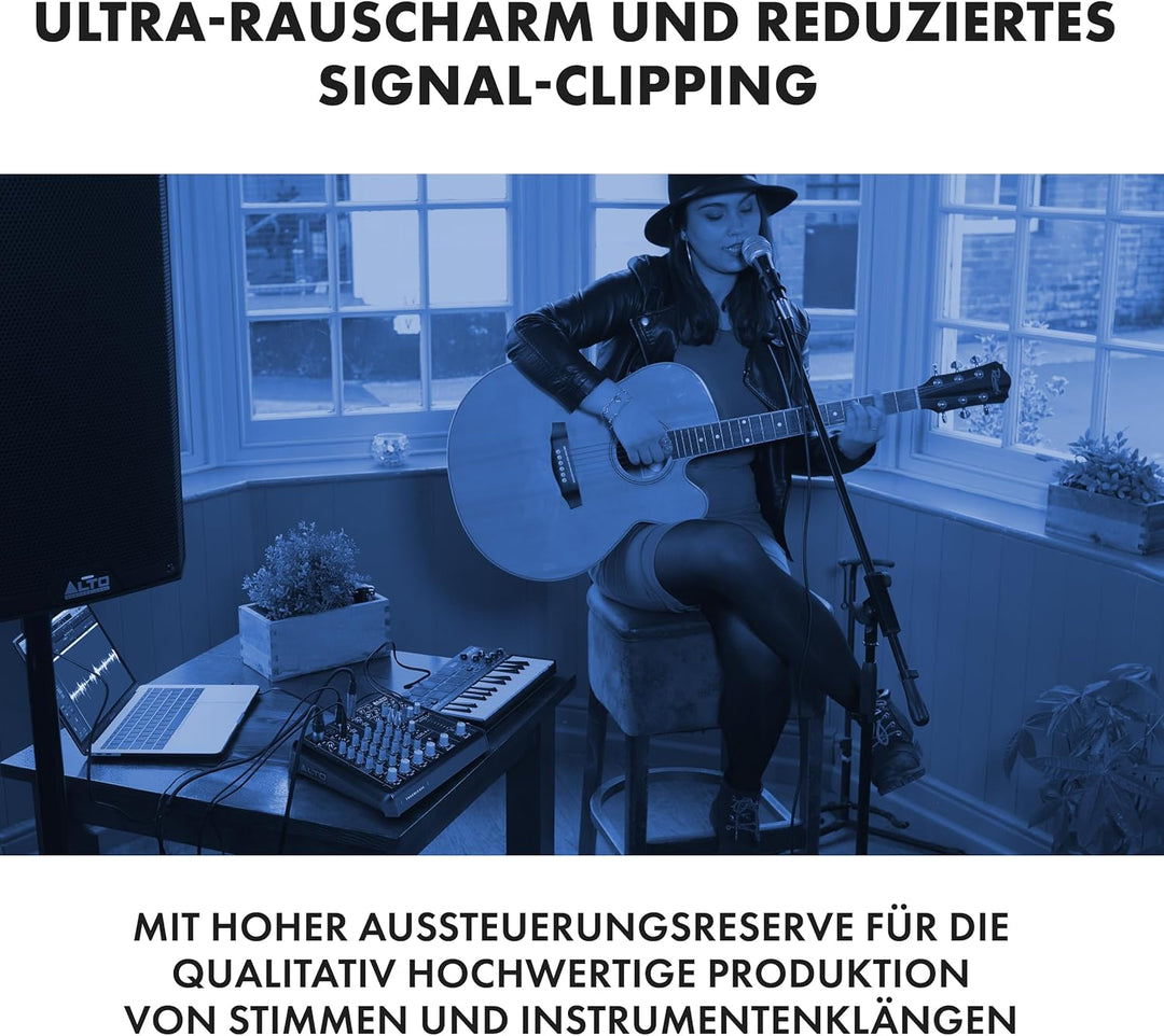 Alto TrueMix 600 Audio Mixer mit 2 XLR-Mikrofoneingängen, USB Audio Interface und Bluetooth für Podc