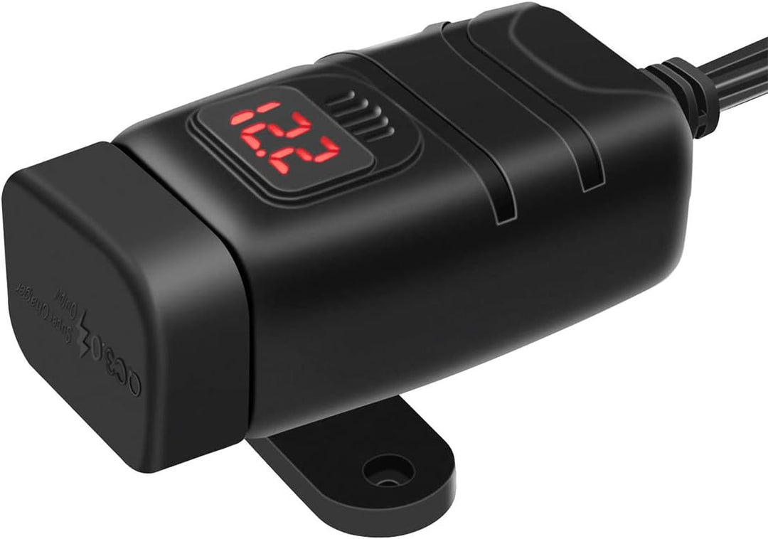 Motorrad USB Steckdose Wasserdicht mit Voltmeter und Schalter Auto Ladegerät für Motorrad SUV DC12V
