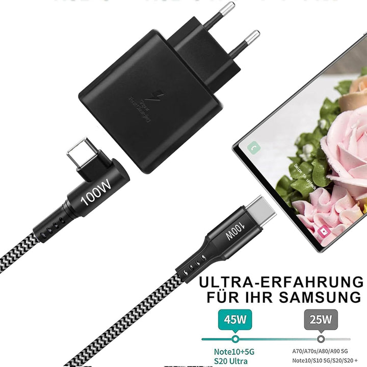 45W USB C Schnellladegerät Super Fast Netzteil Ladegerät für Samsung Galaxy S23 S23+ S22 Ultra 5G S2