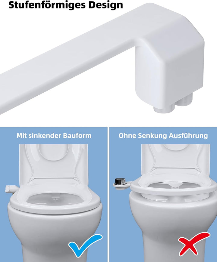 Hibbent Nicht Elektrisch Bidet Toilettenaufsatz mit Einziehbare selbstreinigende Doppeldüsen, und He