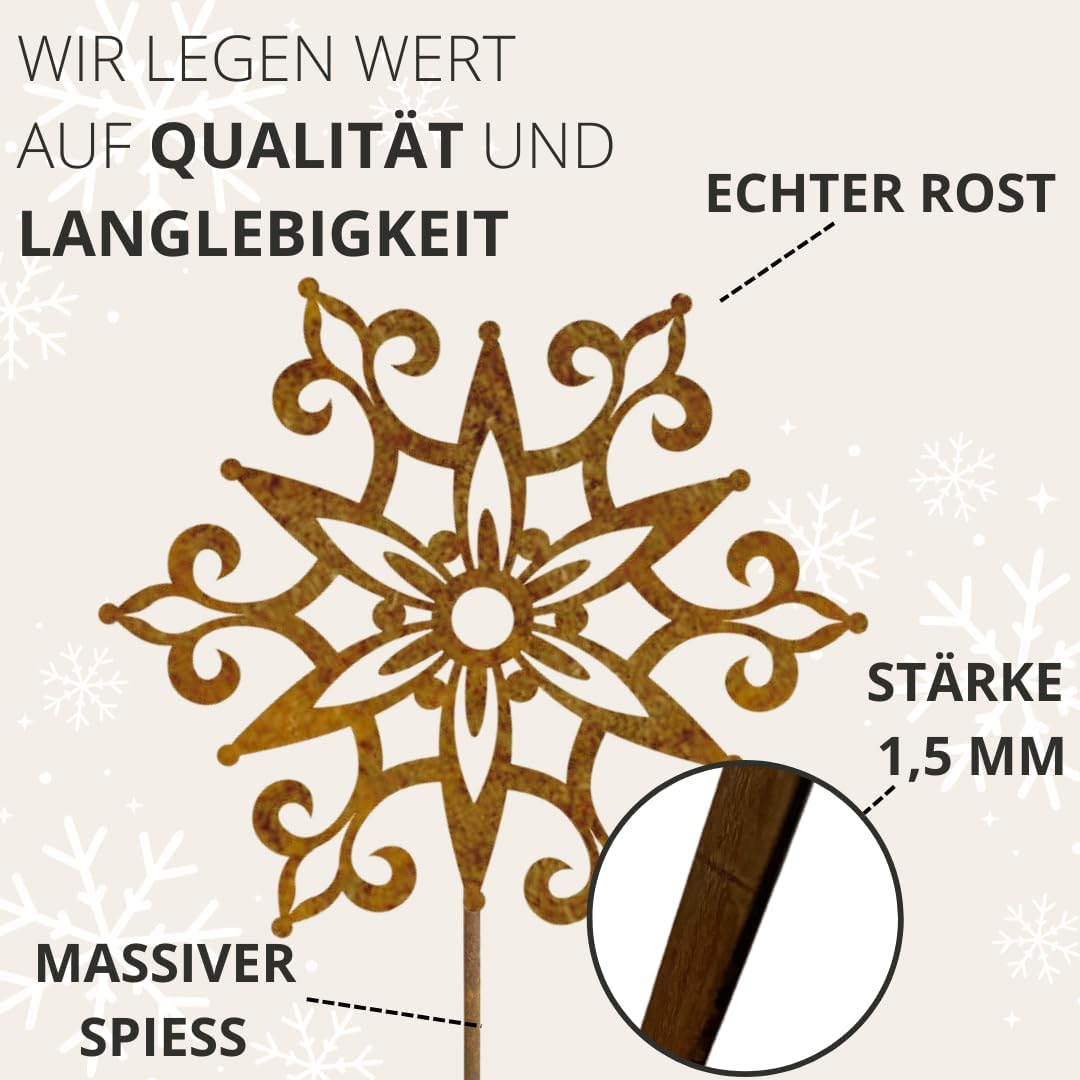 Terma Stahldesign Gartenstecker rost Sterne, Winterdeko, rost Weihnachtsdeko, edelrost deko Weihnach