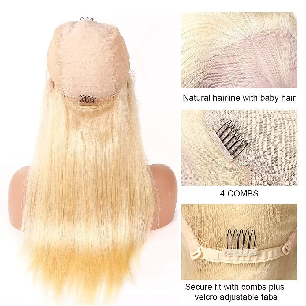 Echthaar Perücke Frauen 613 Wig Human Hair 22 Inch Blonde Lace Front Wig Human Hair Glatt Perücke fü