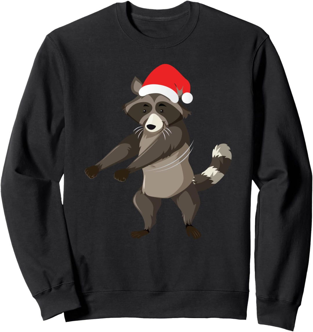 Flossing Racoon With Santa Claus Hat Floss Dance Christmas Sweatshirt