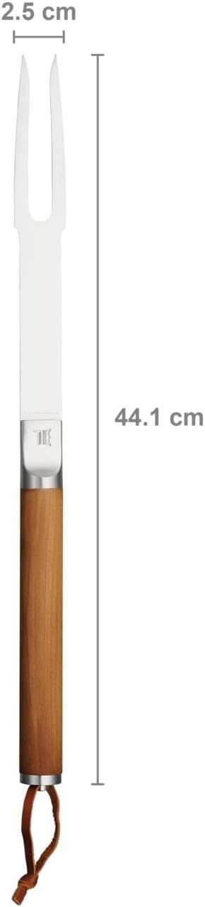 Fiskars Norden Grill Chef Grillgabel, Ideal für die Verwendung im Freien, Edelstahl/Birkenholz, Läng