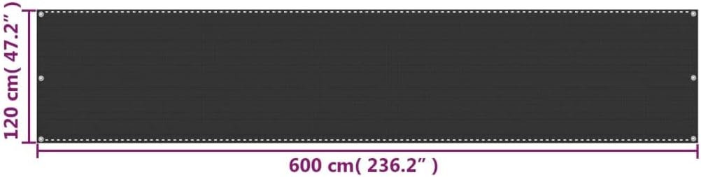 WIFESE Balkon Sichtschutz Terrasse 120x600 cm mit Ösen Balkonbespannung Schimmel und UV Beständig Ba