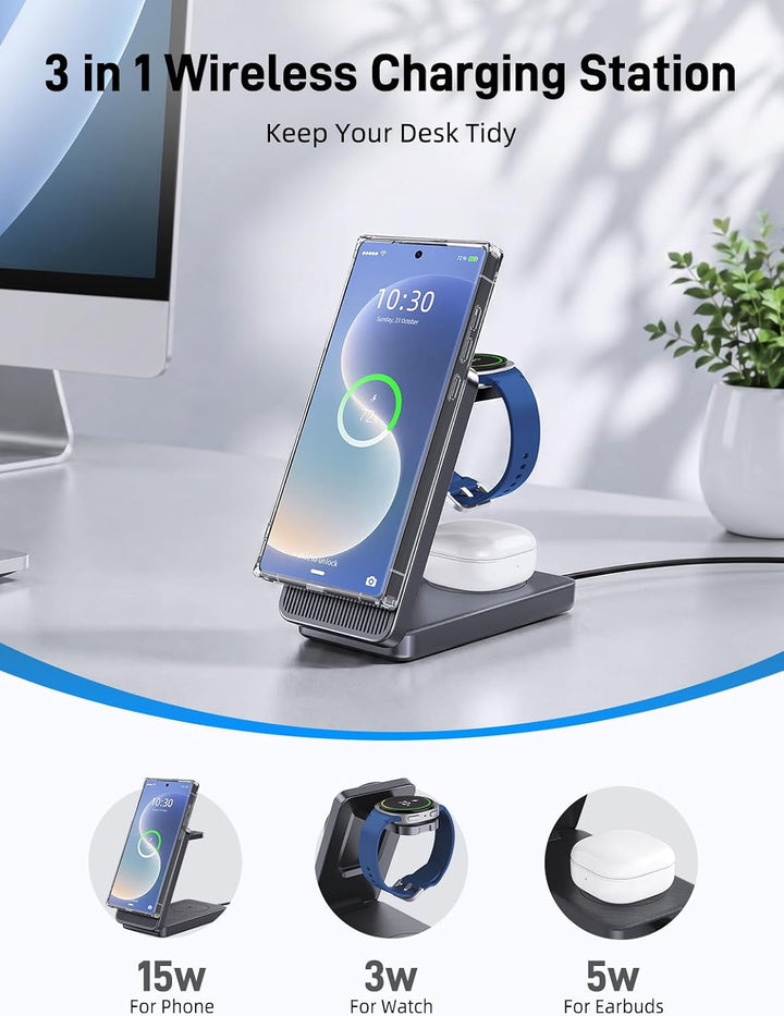 Magnetisch Induktive Ladestation für Samsung Galaxy S26 Ultra, 3 in 1 MagSafe Wireless Charger Faltb