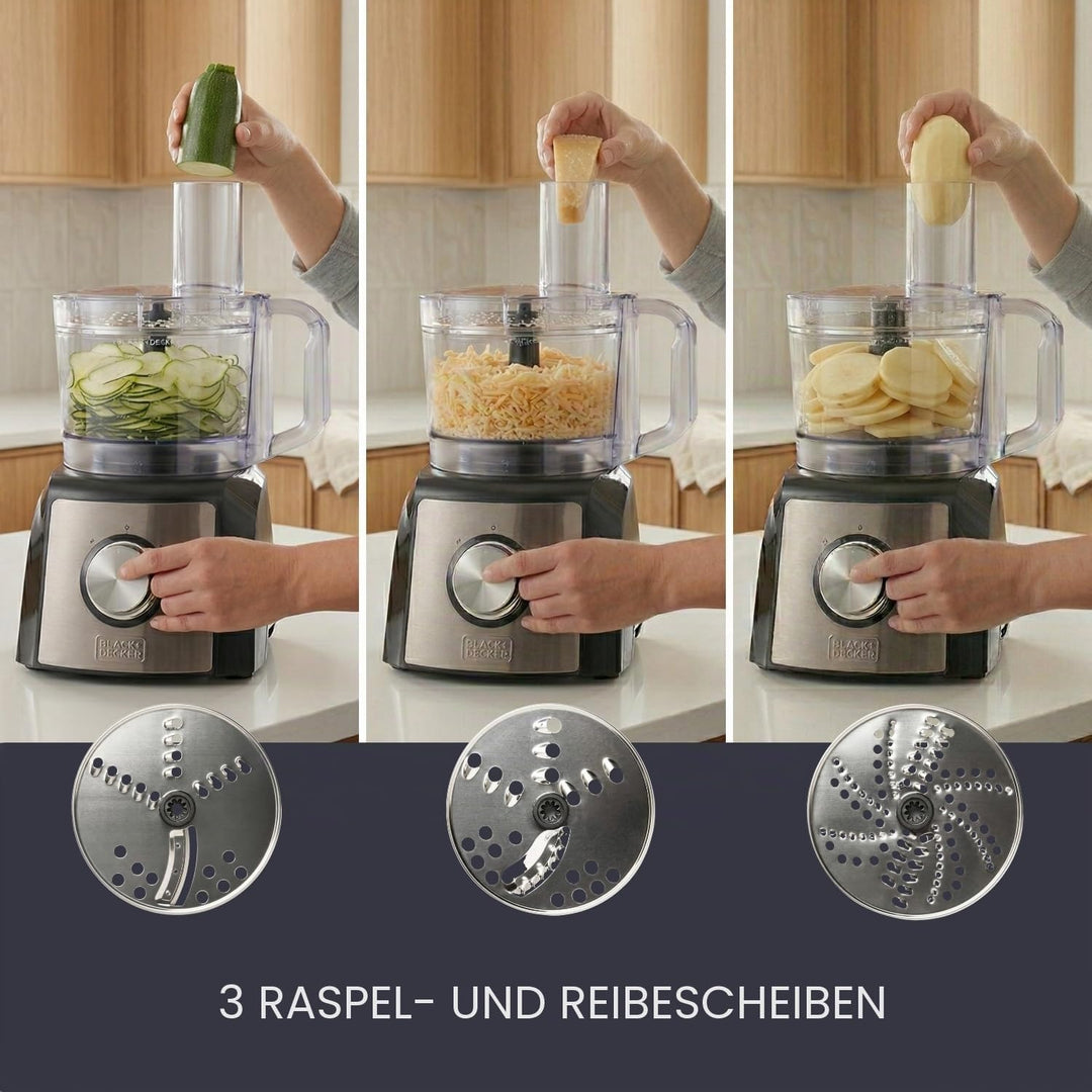 BLACK+DECKER BXFPA1200E - Küchenmaschine, 1.200W, Behälter 1,5l, 2 Geschwindigkeitsstufen/Turbofunkt