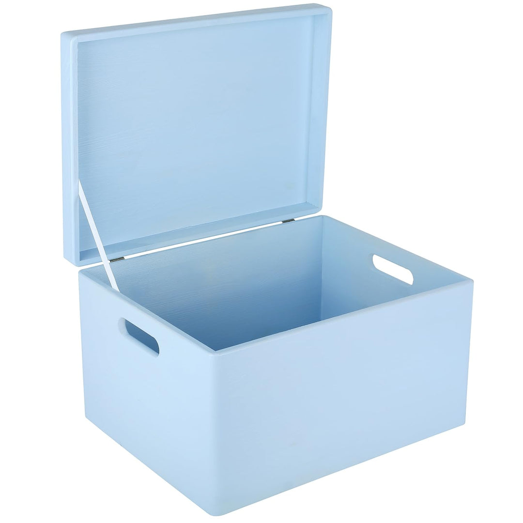 Creative Deco XXL Blau Grosse Holzkiste mit Deckel | 40x30x24 cm (+/-1cm) | Holztruhe Erinnerungsbox